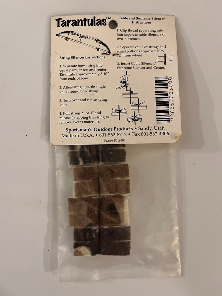 VINTAGE TARANTULA ARCHERY BRAND FAST FLIGHT CAMO BOW STRING SILENCERS