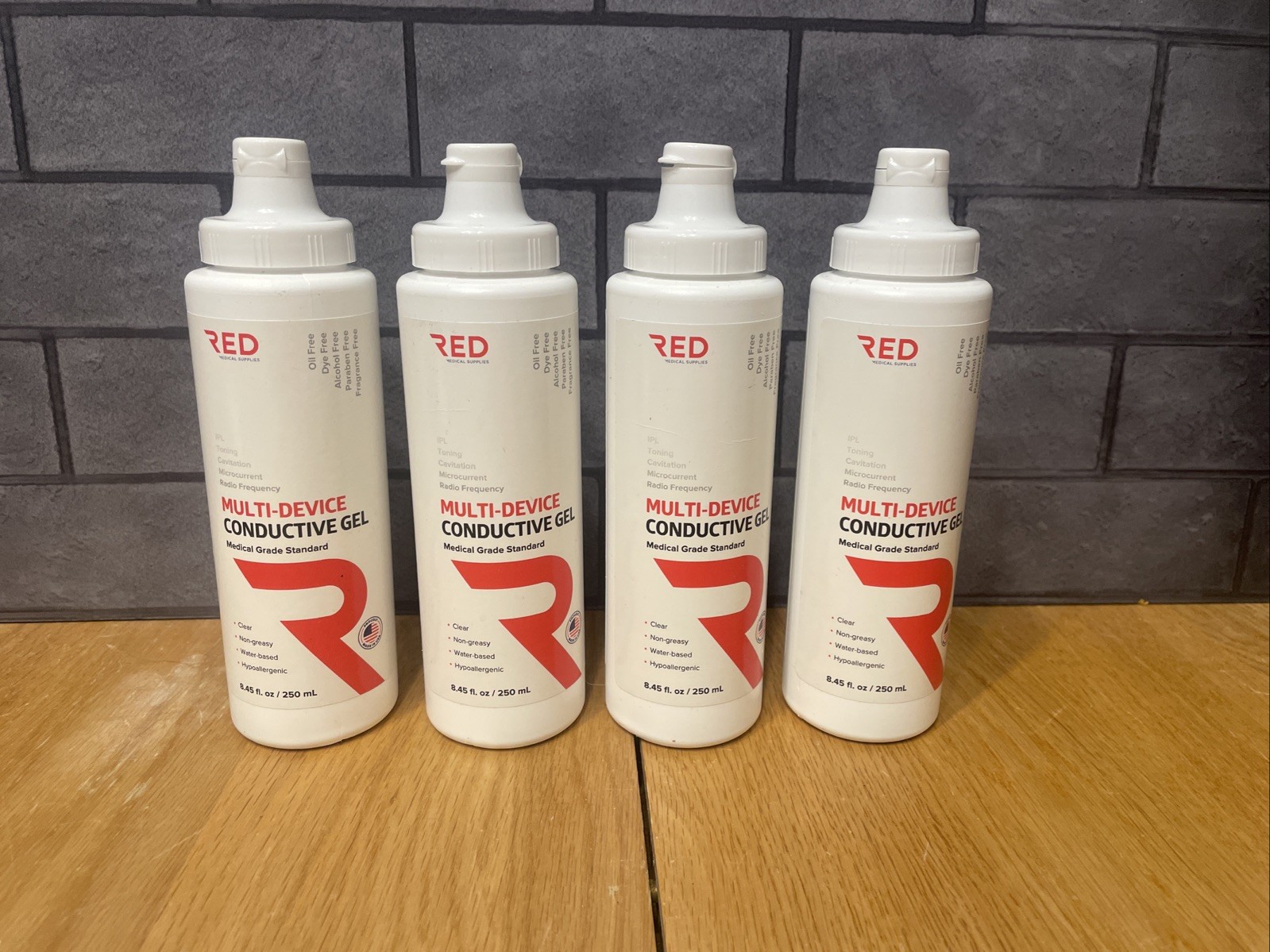 4X RED MULTI-DEVICE Conductive GEL,  Clear, Water Based, Hypoallergenic 250ml