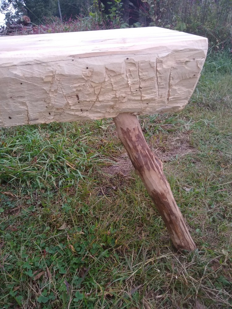 Log Bench Hewn Poplar Rustic Style