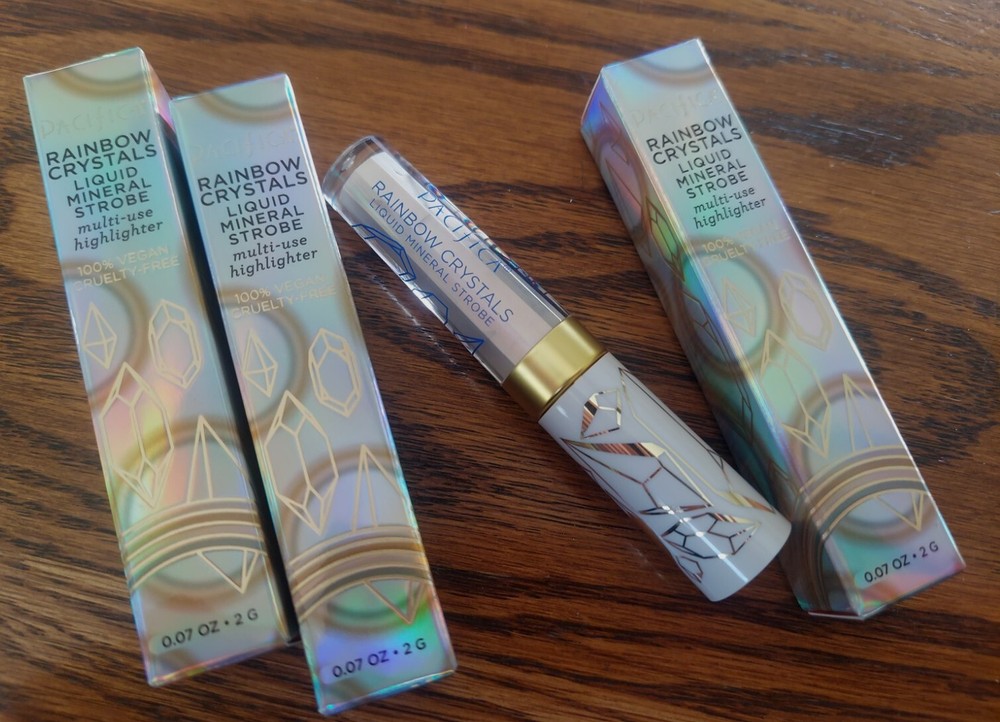 3-Pack PACIFICA Rainbow Crystals Liquid Mineral Strobe UNICORN Highlighter .07oz