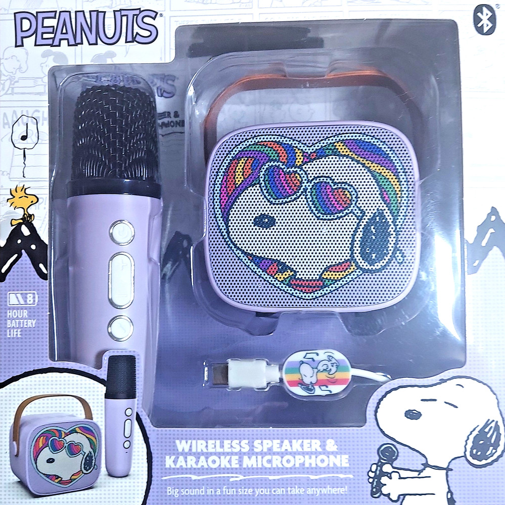 Peanuts Snoopy Wireless Speaker & Karaoke Microphone Set NEW never opened