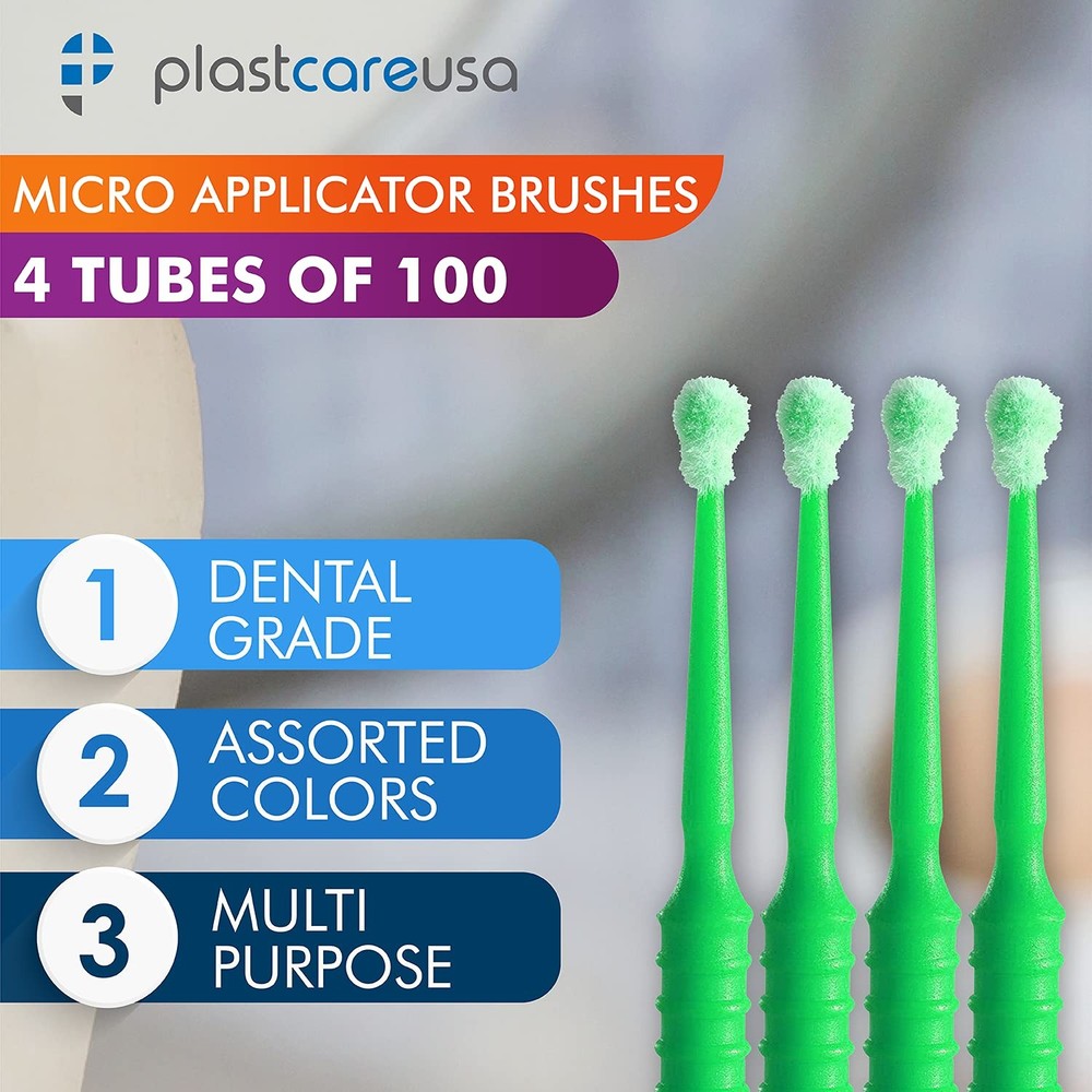 400 Regular Micro Applicator Brushes - Disposable Dental Microbrushes with Be...