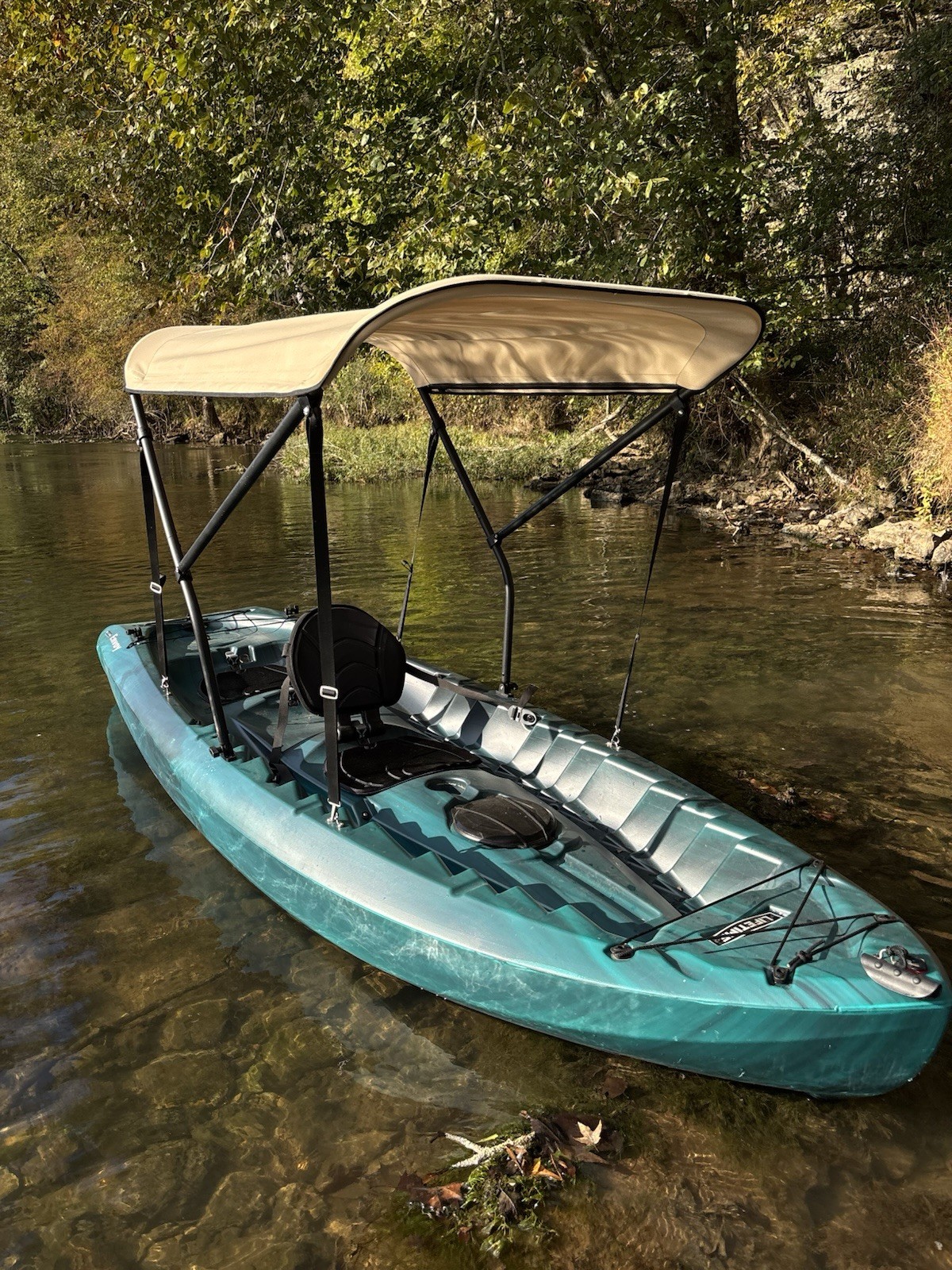 CRO 3'x5' Canoe/Kayak Sun Shade/Canopy Bimini Top - Beige Canvas Black Frame