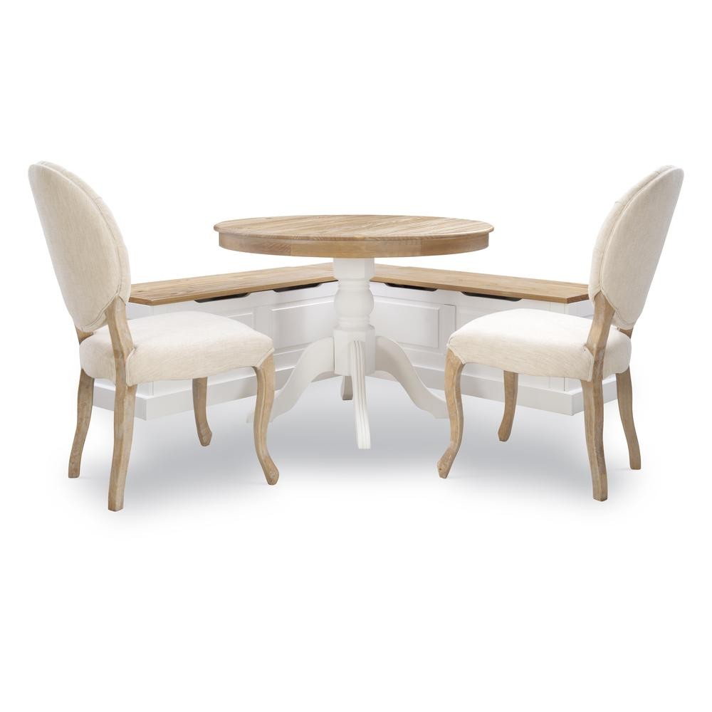 Tobin Backless Two Tone Breakfast Nook, Natural And White