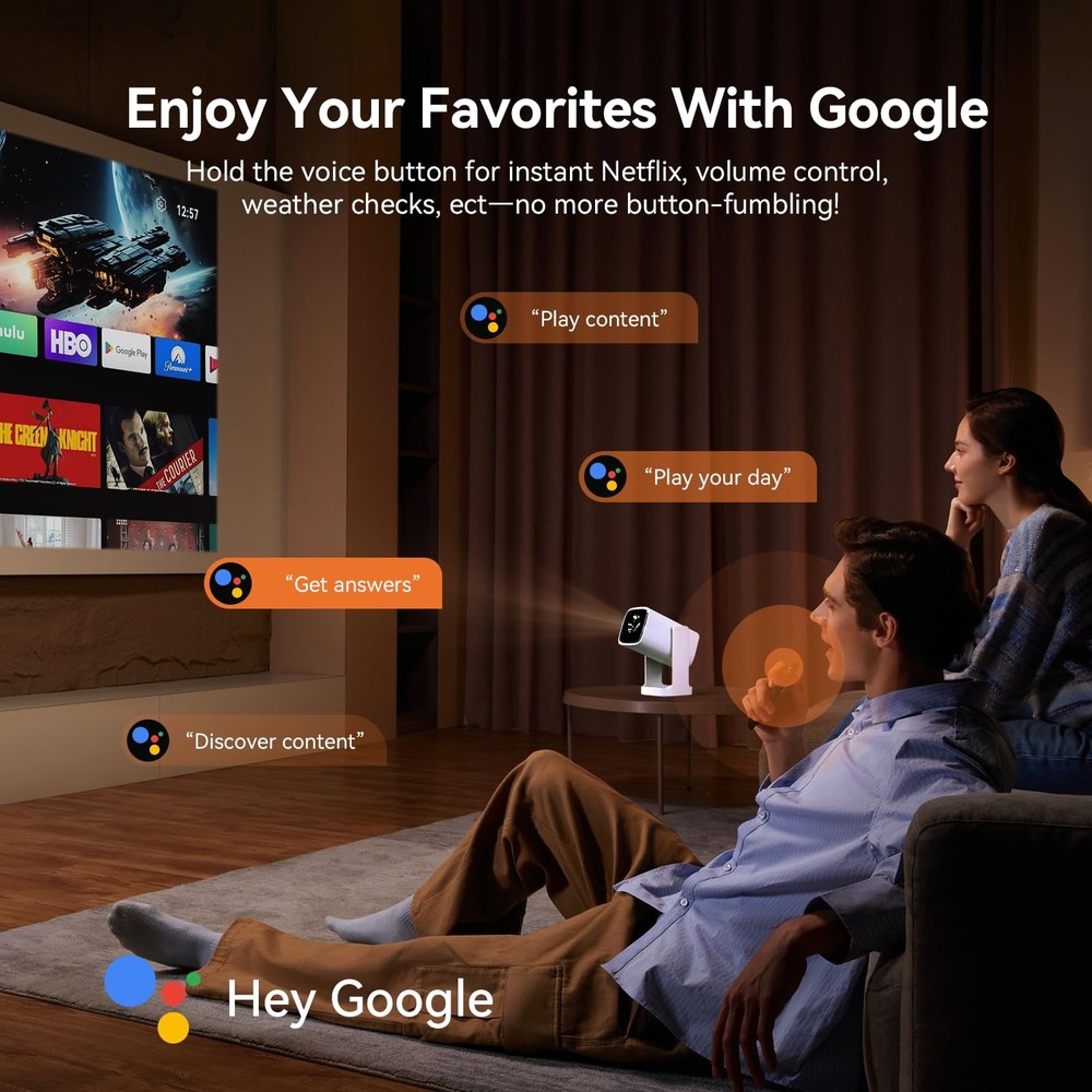 Wanbo Cube 1 Smart Projector with WiFi and Bluetooth, Android TV OS, Google Voic