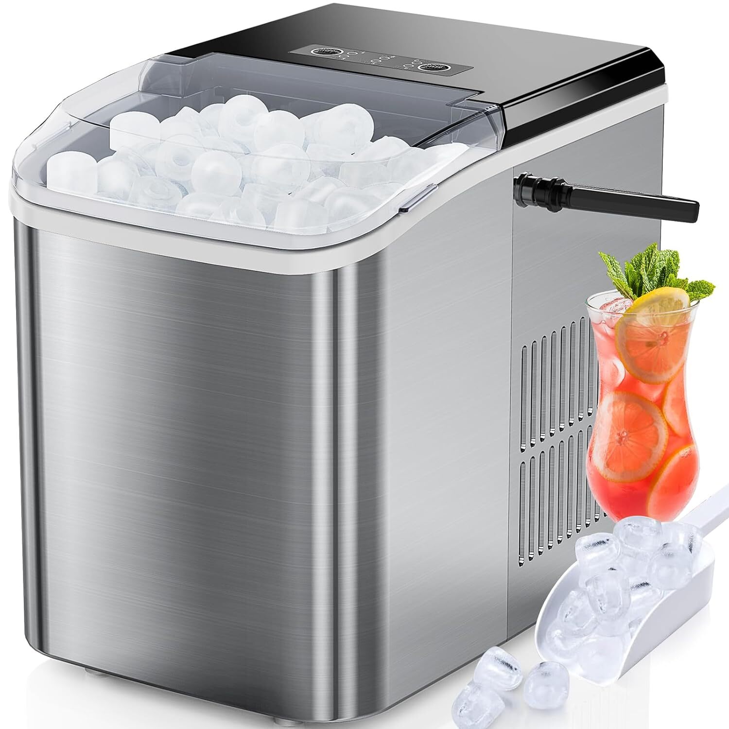 Countertop Bullet Ice Maker Portable Ice Machine with Ice Scoop 26lbs/24hrs