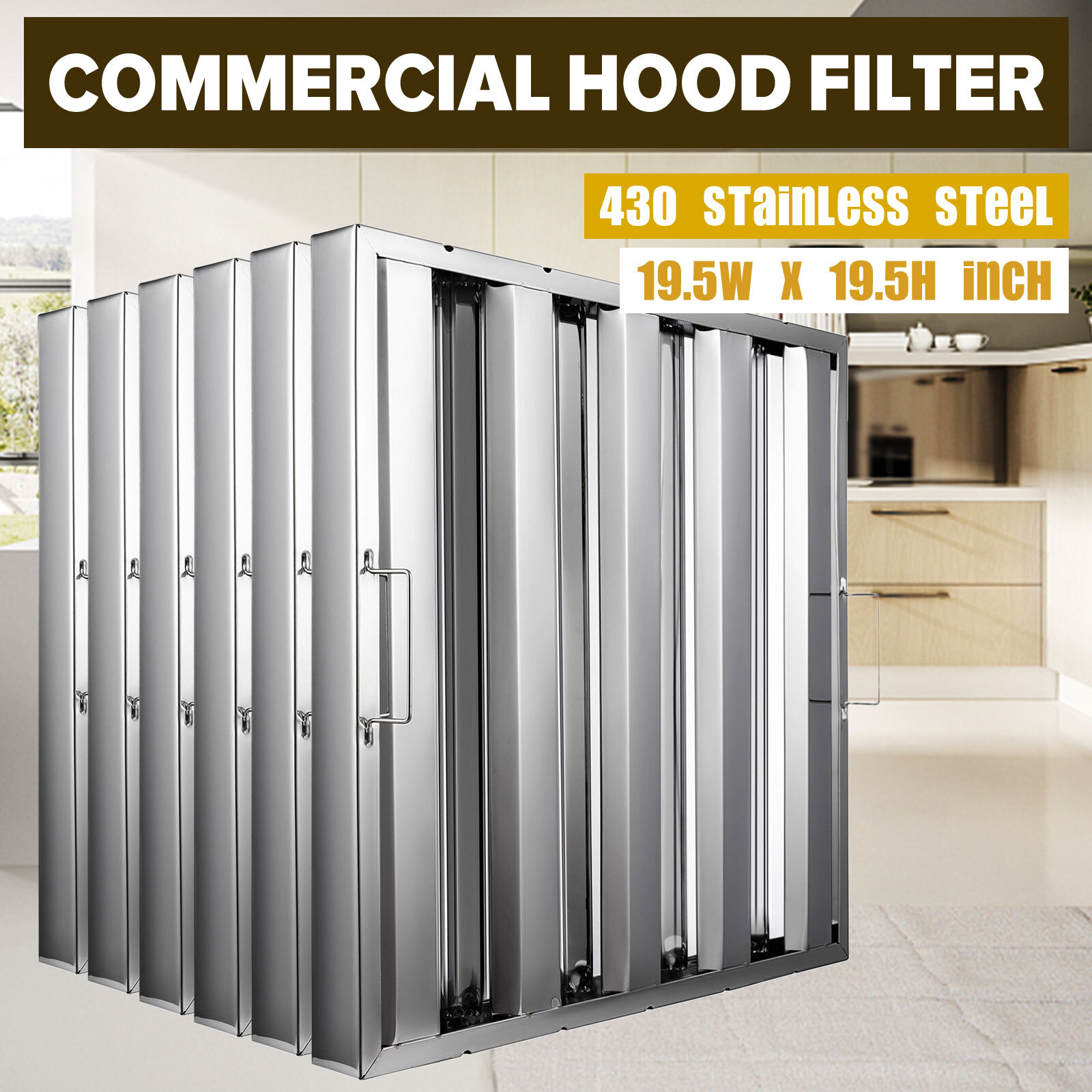 6 Pack - 20" X 20" Stainless Steel Hood Grease Commercial Exhaust Filter Baffle