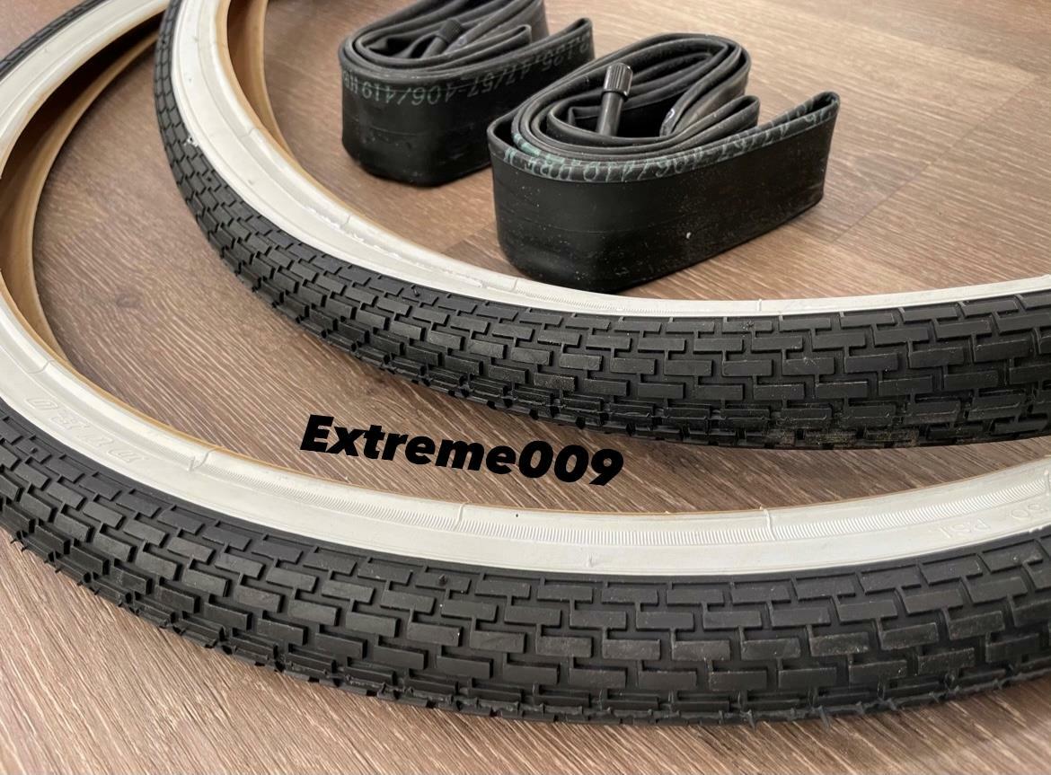 26x1.75 Brick Pattern White Wall Tires & Tubes 26x1.75 Beach Cruiser Lowrider*