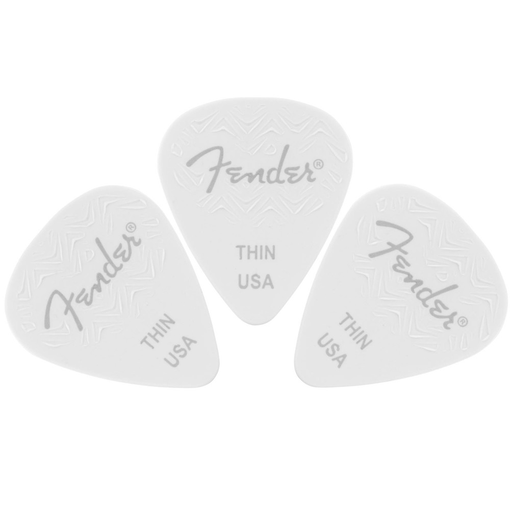 Fender 351 Shape Wavelength Celluloid Guitar Picks, Thin, White, 6-Pack
