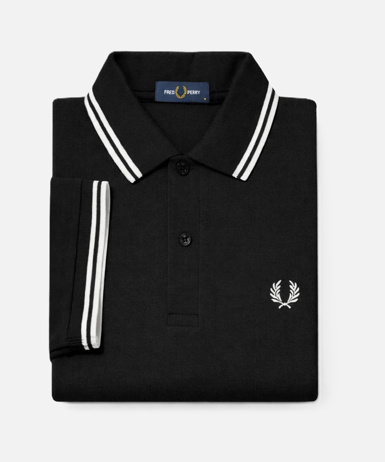NWT - Fred Perry M3600 Twin Tipped Polo Shirt - BLACK/WHITE - Size : L - XXL