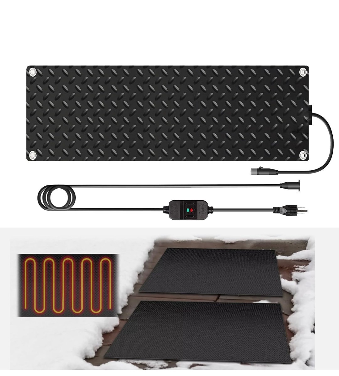 Heated Snow Melting Mats for walkways Stairs- Outdoor Heated Mats- 10in x 30in