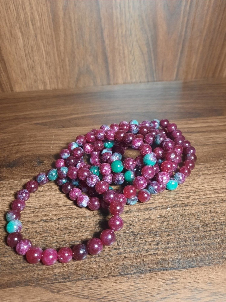 Ruby and Zoisite Crystal Stone beaded bracelet