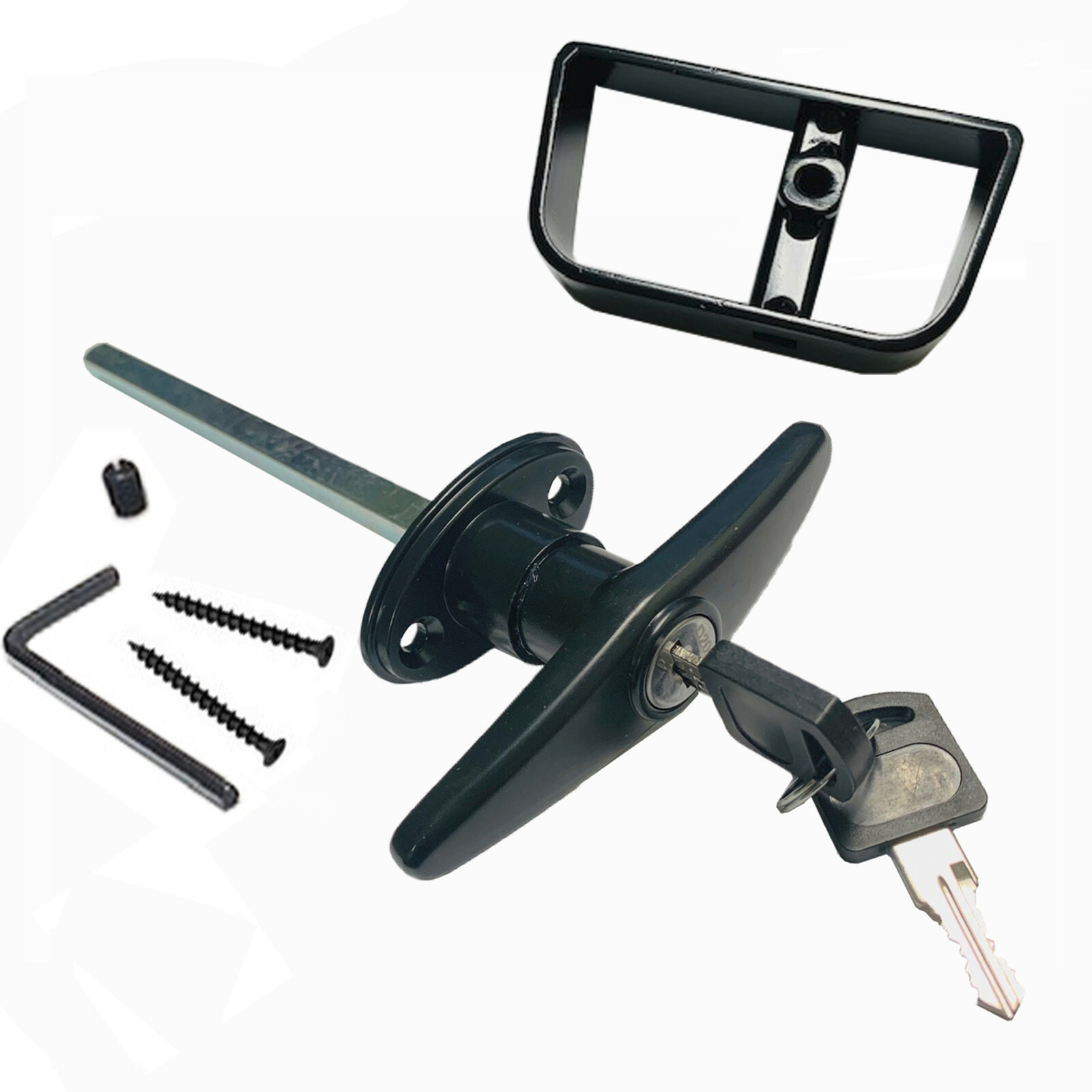 6" Black T Handle Door Lock Replacement shed gate playhouse coops WHOLE SET 1822