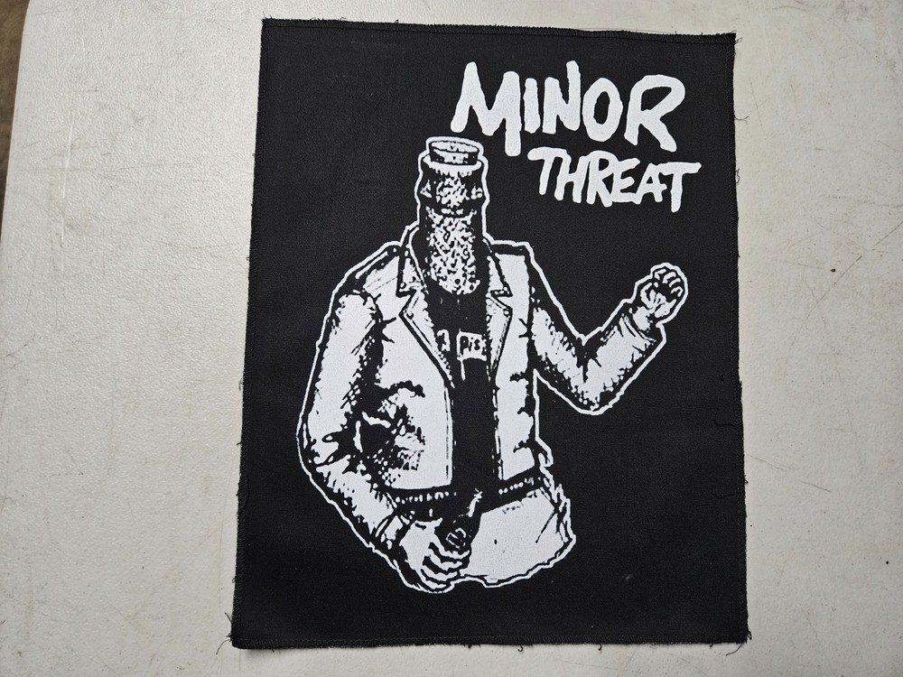 MINOR THREAT, CANVAS SCREEN PRINTED LARGE BACK PATCH