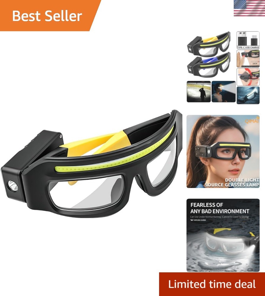 LED Glasses Rechargeable Headlight with Motion Sensor and Touch Control, 5 Mo...