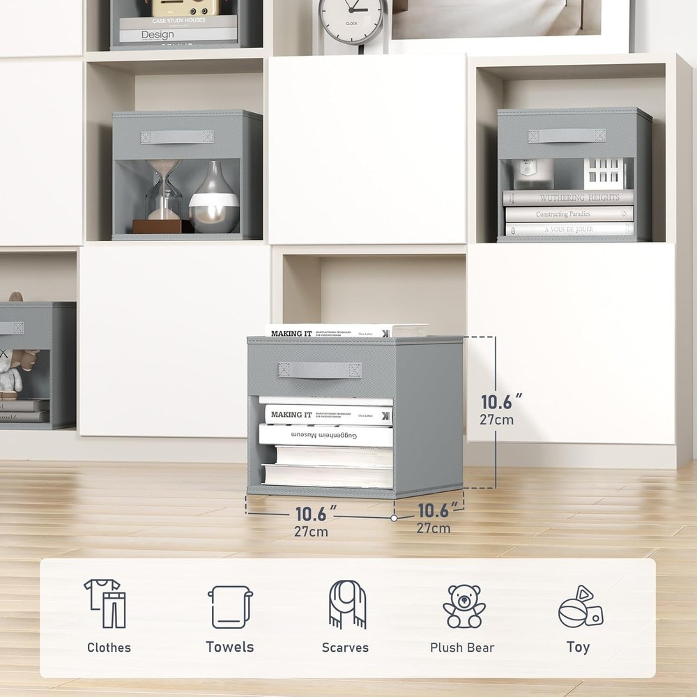 Elegant 6 Pack Foldable Storage Cubes with Window - Optimal Organization