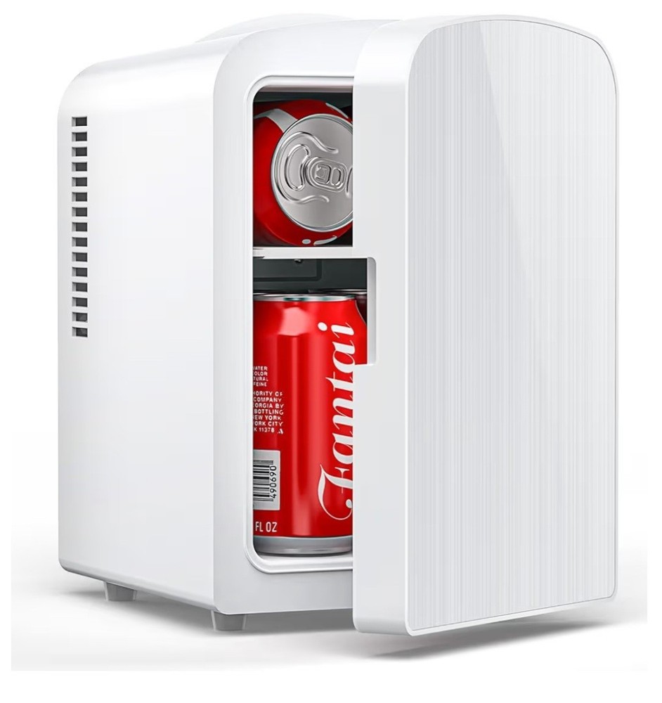 Electactic 4L/6 Cans Mini Fridge, Portable Compact Refrigerator, Small Skin