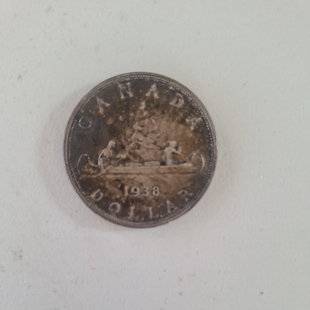 1938 Canada 80% SILVER Dollar. Canoe