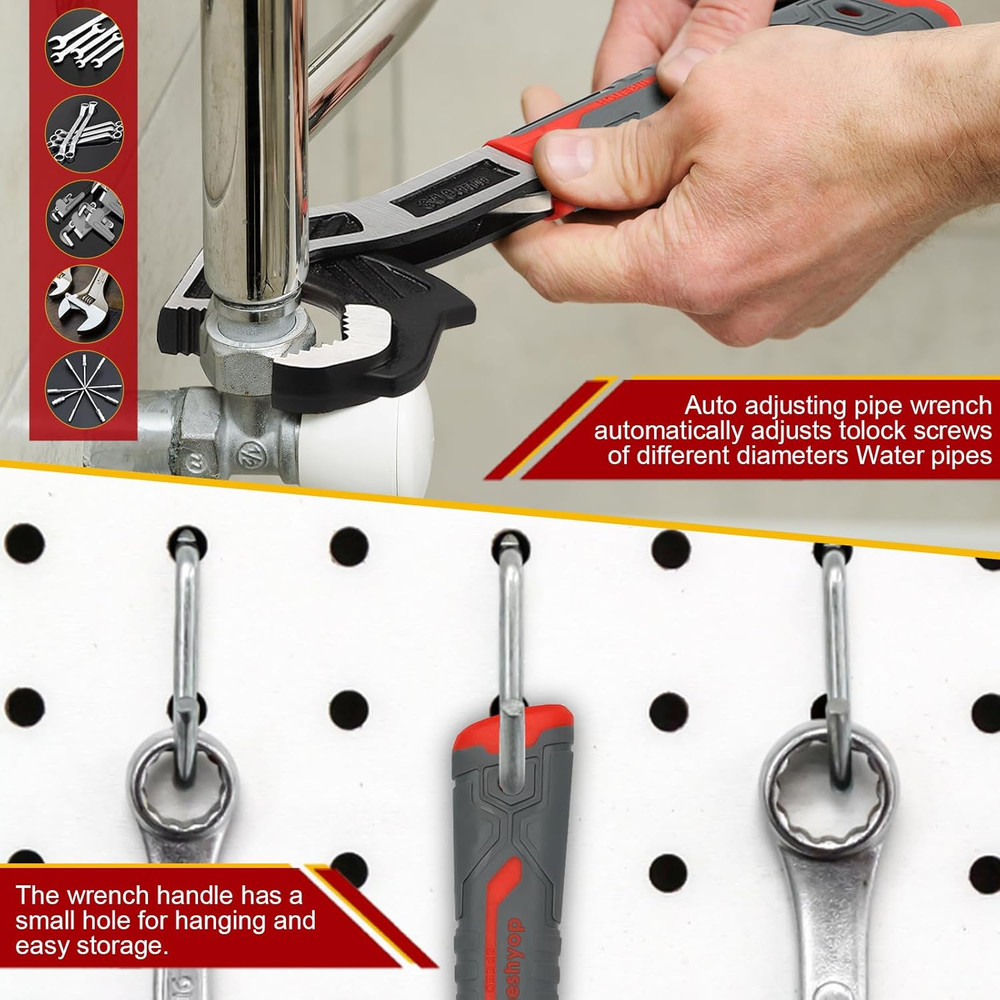 Self Adjusting Pipe Wrench Set - Multifunctional Locking 8 Inch Chrom...