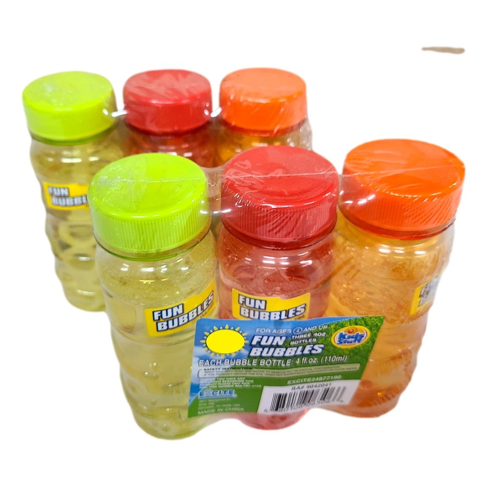 Multi Pack Kids Stuff 4 oz Bubble Bottles Super Bubble Solution 6 Pc Multi
