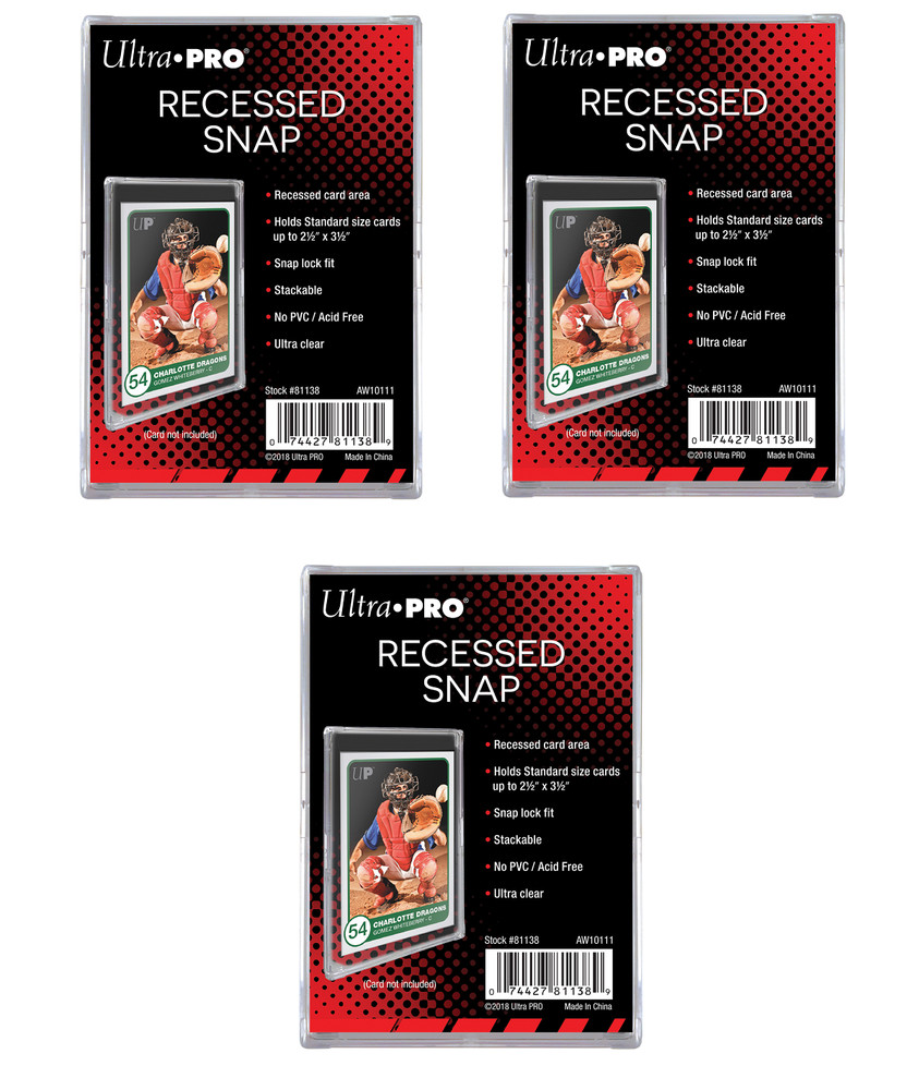 (3-Pack) Ultra Pro Recessed Snap Standard Card Holder Full Sized Stackable