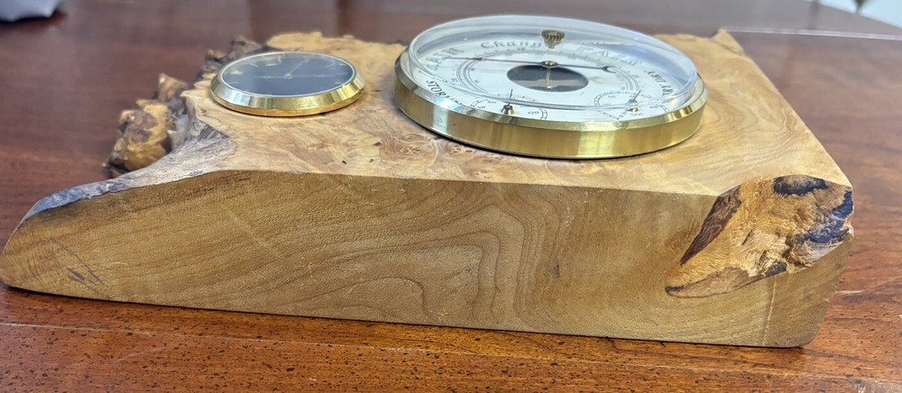 Wood Barometer & Clock By Charles Ethan - Maple Burl