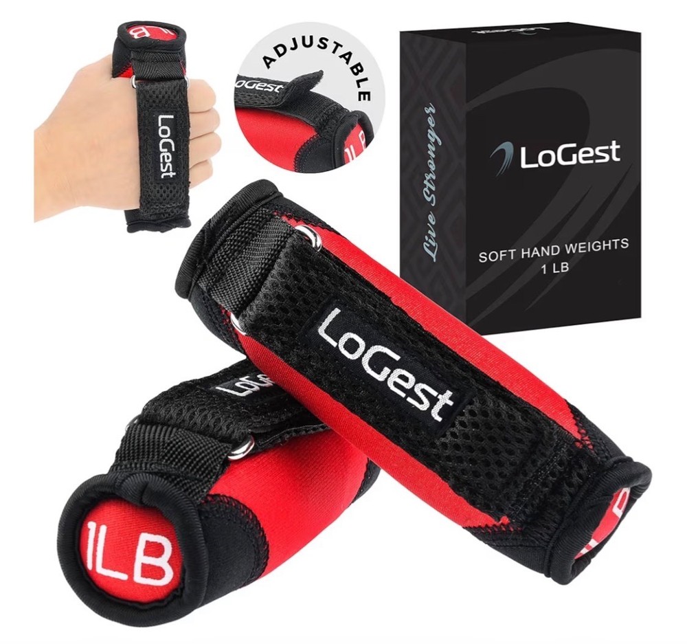 Soft Hand Weights Adjustable Straps - Comes in 1LB RED