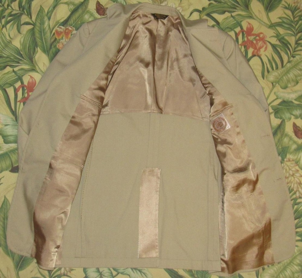 J PRESS Tan 3 Button Cotton Blazer Jacket 42 Long