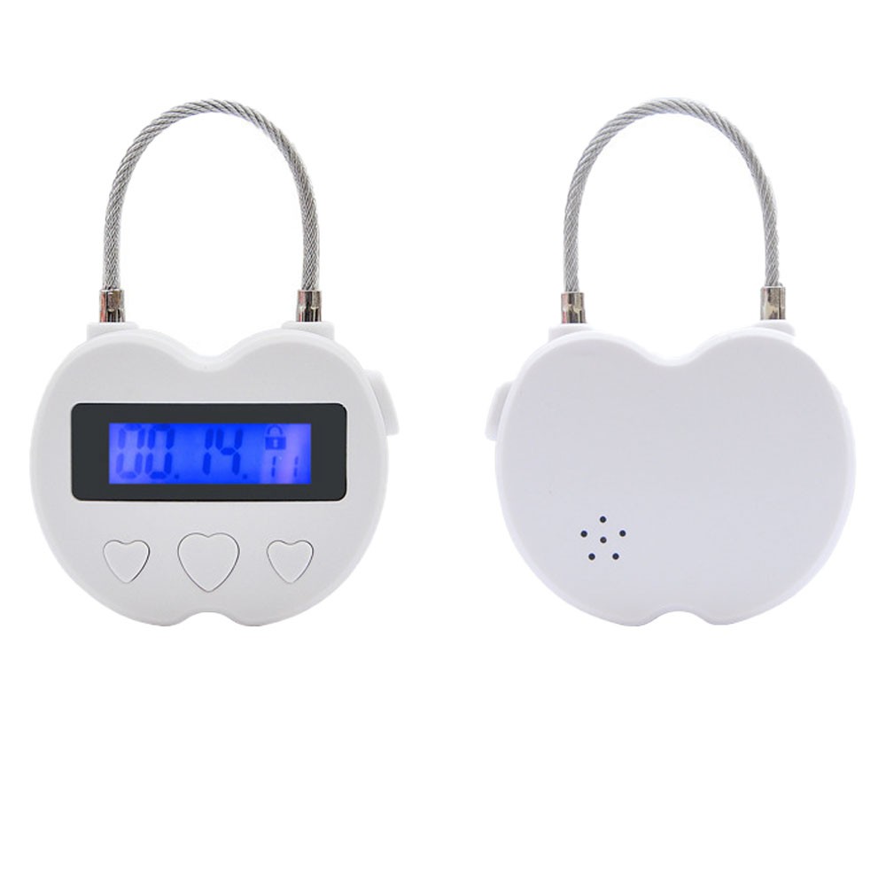 2x White USB Rechargeable Smart Times Lock LCD Display Temporary Timer Padlock
