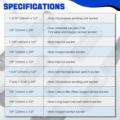 10pcs Oxygen Sensor Socket Set Sensor Oil Pressure Sending Unit Socket Set