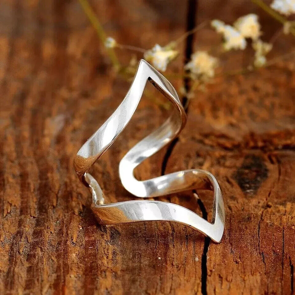 Chevron Ring Solid 925 Sterling Silver Band Statement Handmade Ring All Size