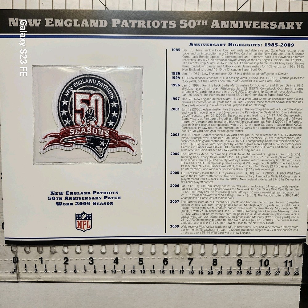 NEW ENGLAND PATRIOTS VINTAGE PATCHES (5) 25TH & 50TH ANNIV + SUPER BOWLS