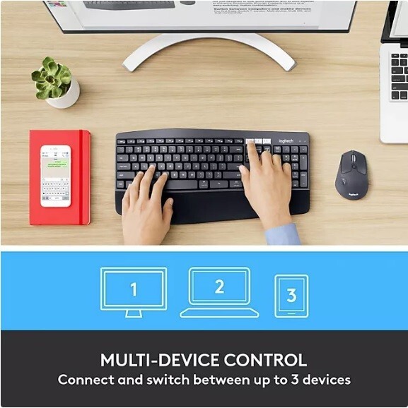 Logitech - MK850 Performance Full-size Wireless Keyboard and Mouse Combo for ...