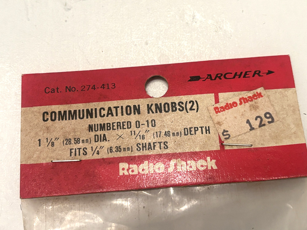 Archer Radio Shack 274-413 0-10 Numbered Communications Knob Knobs Pair Ham