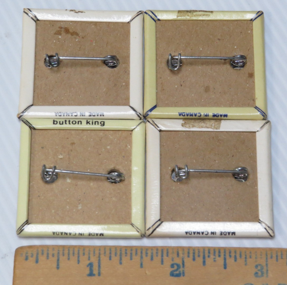 KISS VINTAGE 1980's SQUARE BUTTONS FROM CANADA - LOT OF 4 GROUP SET #20