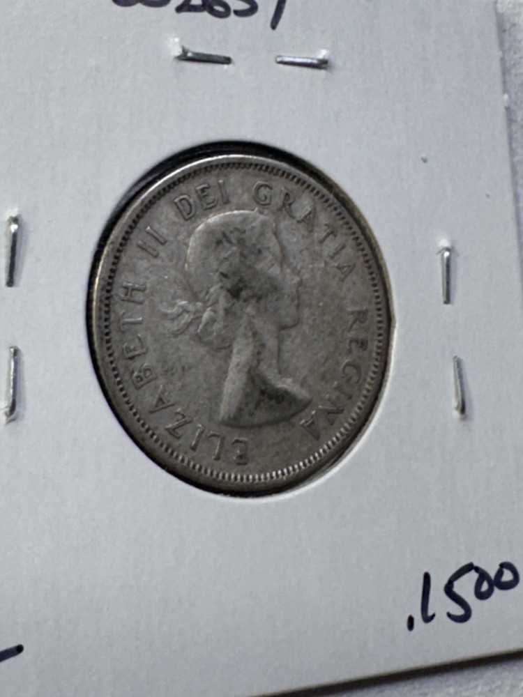 1957 Canada 25 Cents Silver Coin