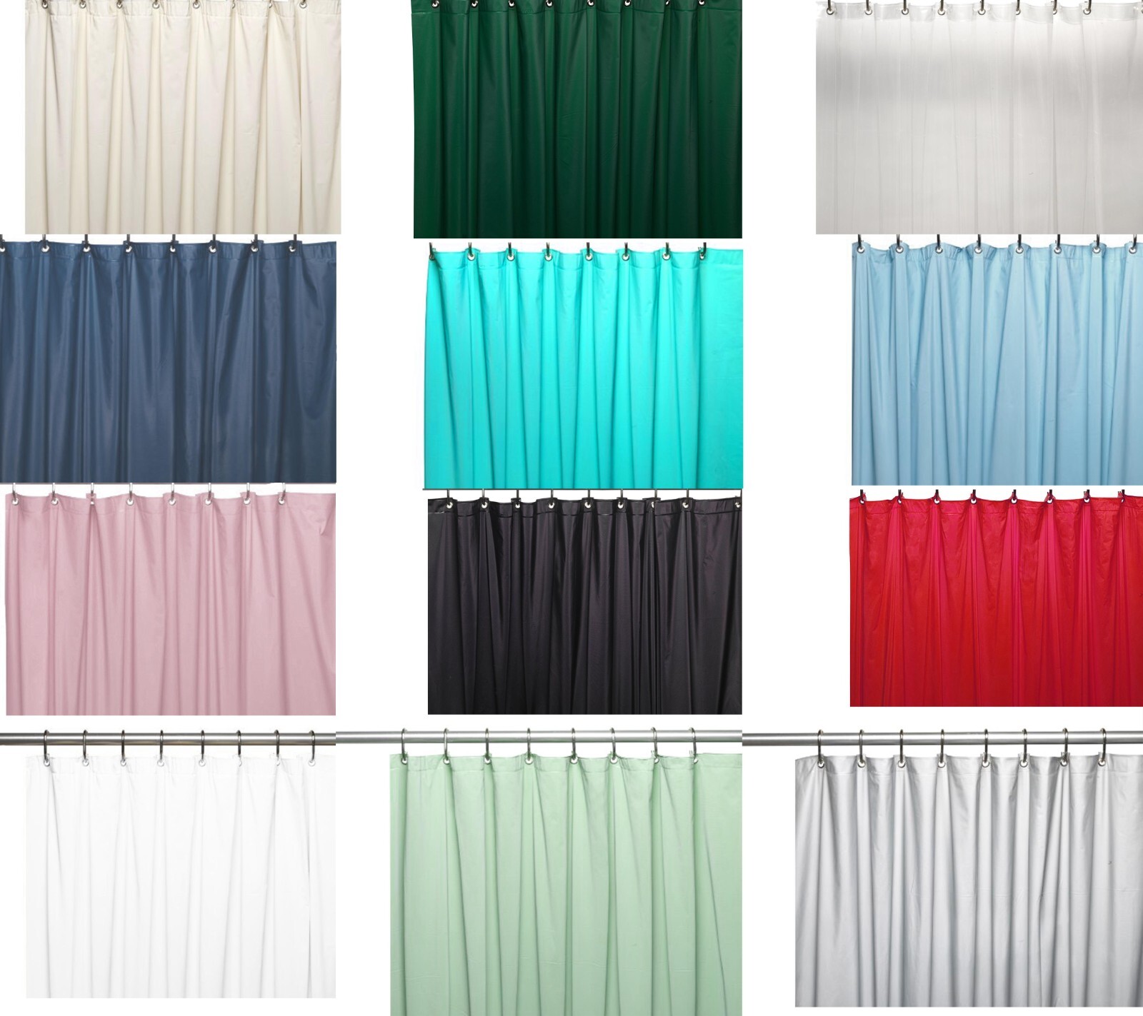 Shower Curtain Liner: Metal Grommets, Magnets, Standard Size 70" x 72"