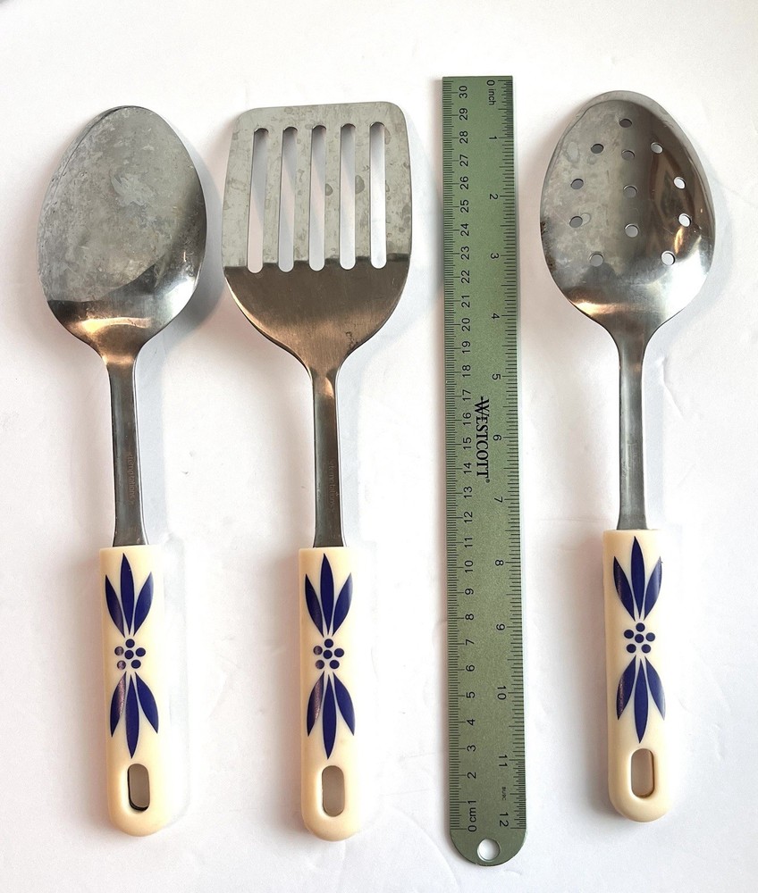 BLUE Temp-Tations Presentable Ovenware Serving Spoon & Spatula, Silicone Handle
