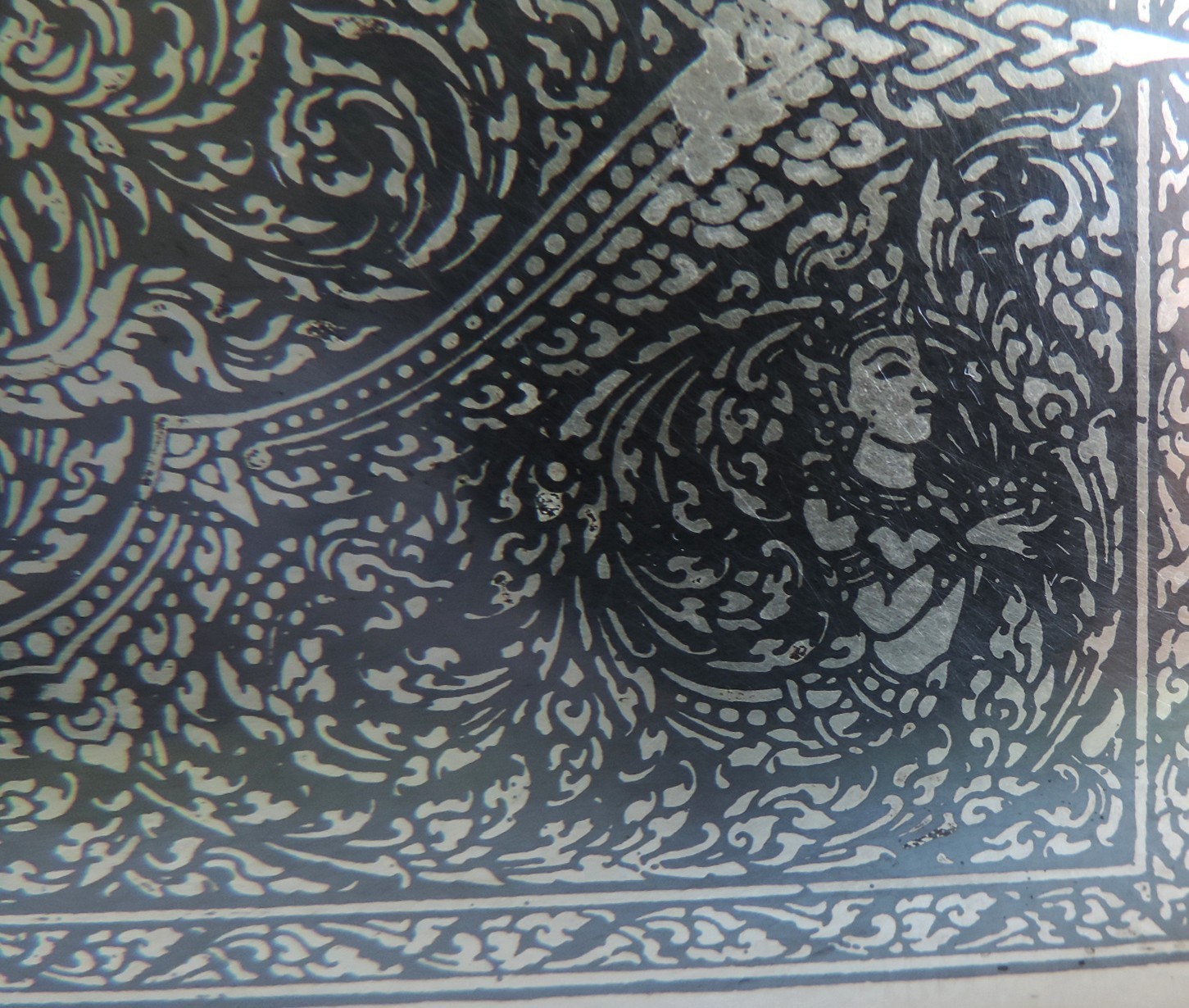 20th Century Thai Siam Sterling Silver & Niello Garuda Box, Bangkok, c.1940 503g