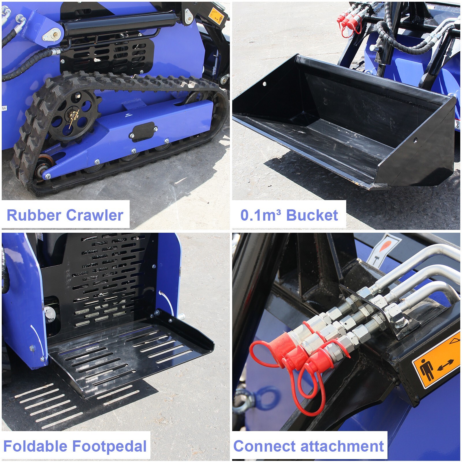 Mini Skid Steer Loader 23HP Tracked Loader 2 cylinder with 2attachment Free Ship