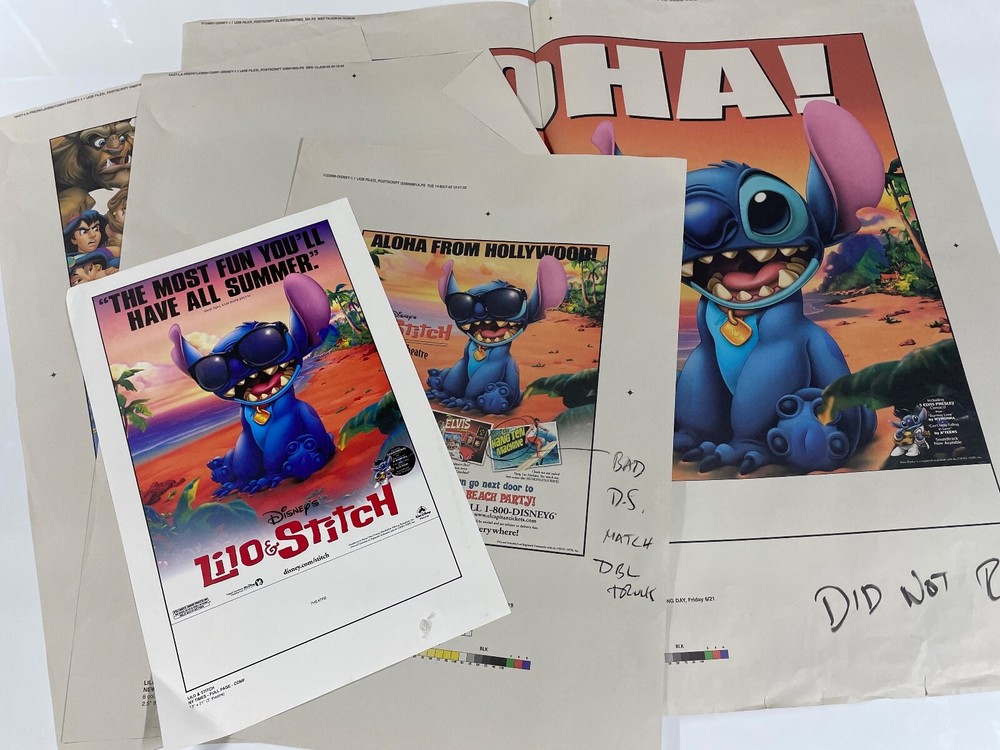 Lilo & Stitch Lot Printer Proof Tear Sheet Ad Pad Printer Proof Sheets B