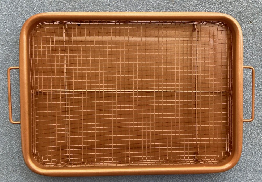 2 Pcs Copper Chef Crisper Basket with Baking Sheet Pan