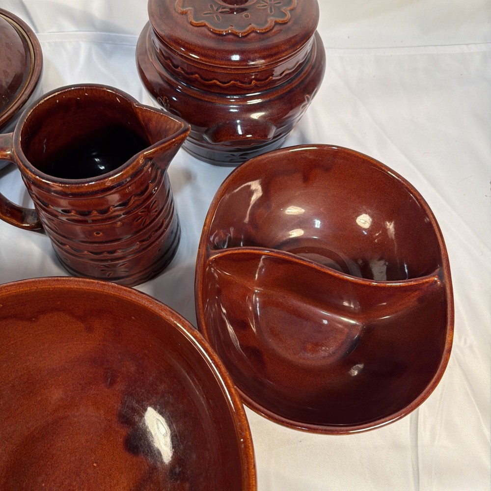 MarCrest Ovenproof Stoneware Pottery Brown Glazes Set USA
