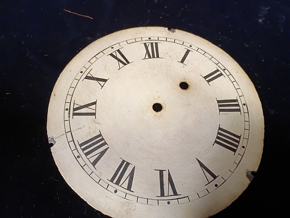 antique weight driven  banjo clock sheet iron clock dial