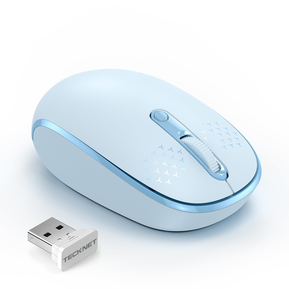 TECKNET Wireless Mouse, 2.4G Quiet Computer Mouse with USB Receiver, 4 Blue