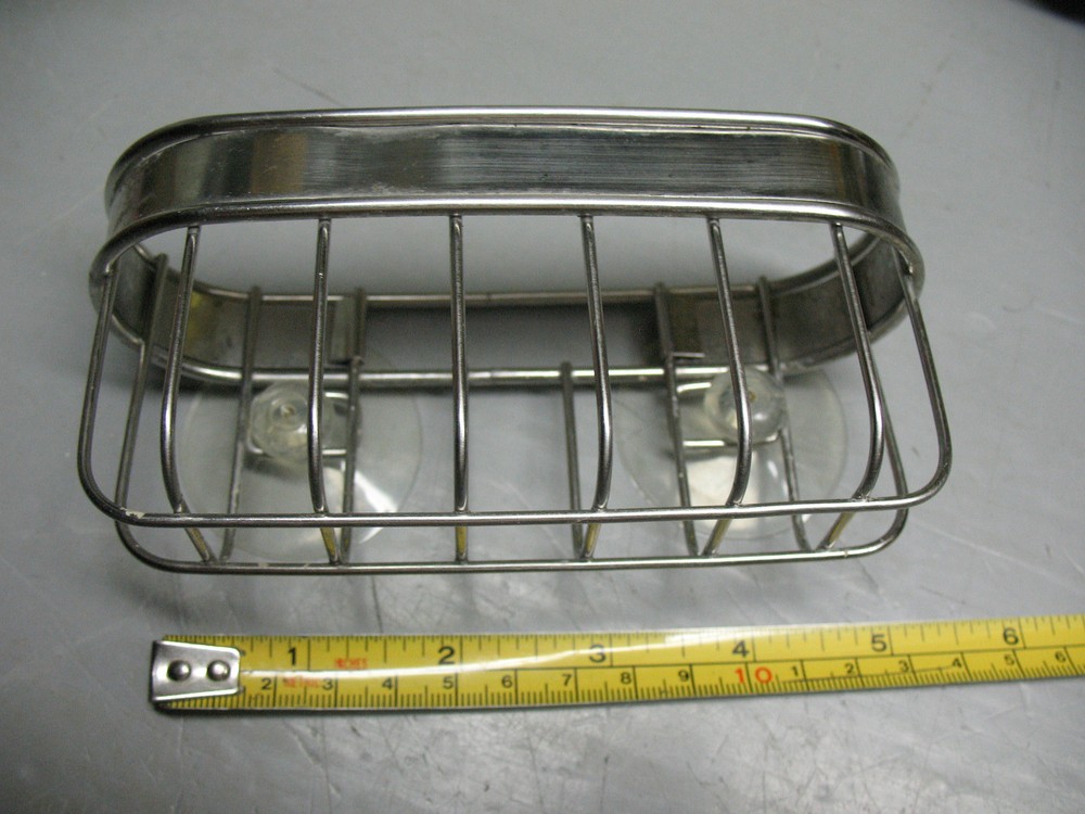 VINTAGE  SOAP SPONGE  CADDY  STAINLESS  WITH SUCTION CUPS  NICE