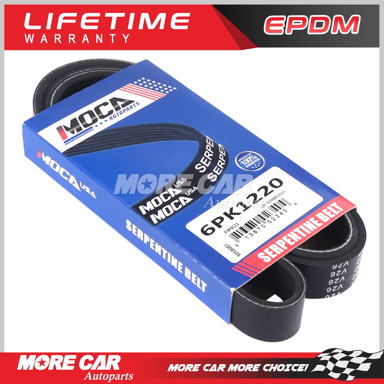 EPDM Serpentine Belt for 08-20 Cadillac CTS Toyota Corolla Kia Mercury 6PK1220