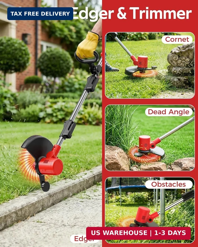 Electric Weed Eater with Auto Line Feed, Battery Powered Cordless String Trimmer