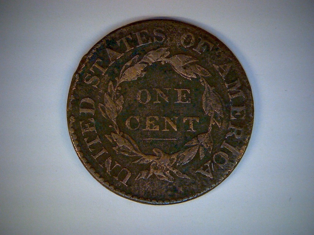 1825 U.S. LARGE CENT, CORONET CENT, cleaned