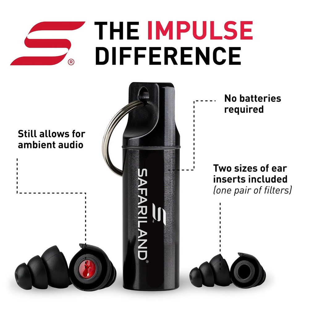Pro Impulse Hearing Protection Earplugs Black Red NRR 33dB Shooting Range Use